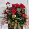 caja de madera navideña con plantas y adornos para regalar