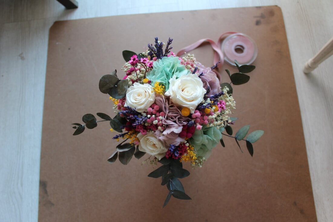 ramo de novia de flores preservadas